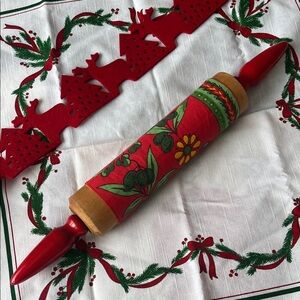 Festive Red and Green Holiday Rolling Pin